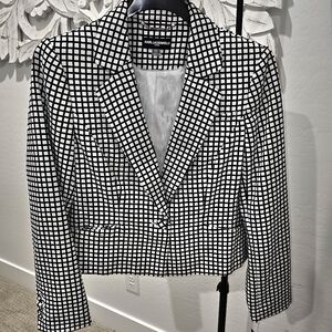 Karl Lagerfeld Black and White Checkered Women's Jacket - NWT - Size 10